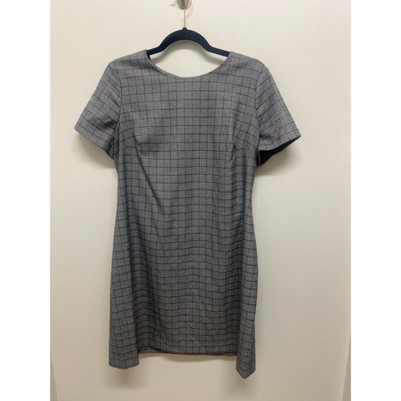 Calvin Klein Womens Gray Checkered Short Sleeve Dress Size 12 - Picture 2 of 5